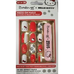 Hello Kitty thr Crème Shop - 24pc Gel Effect Press On Nails - Medium Almond